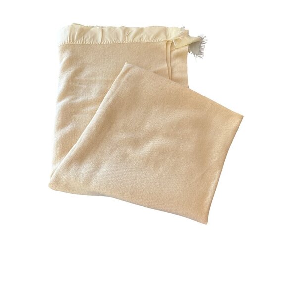 Vintage Chatham Twin Wool Blanket With Satin Trim Yellow - Picture 1 of 4